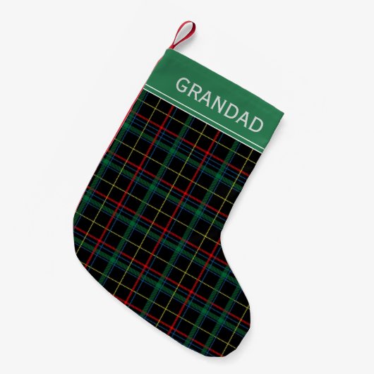Zwart, rood en groen Tartan op maat Kleine Kerstsok (Voorkant (Hangend))