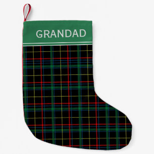 Zwart, rood en groen Tartan op maat Kleine Kerstsok