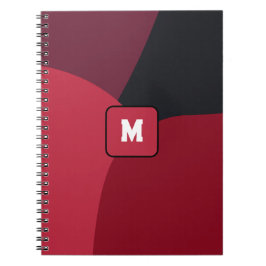 Zwart rood en heet roze abstract patroon monogram  notitieboek