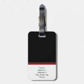 Zwart, rood en steengrijs kleurenblok bagagelabel (Achterkant verticaal)