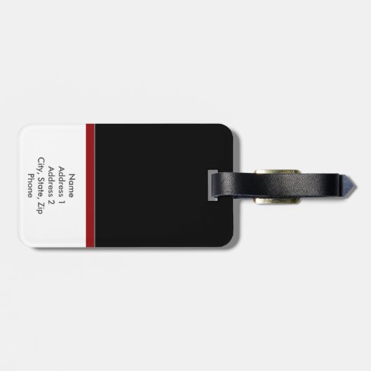 Zwart, rood en steengrijs kleurenblok bagagelabel (Achterkant horizontaal)