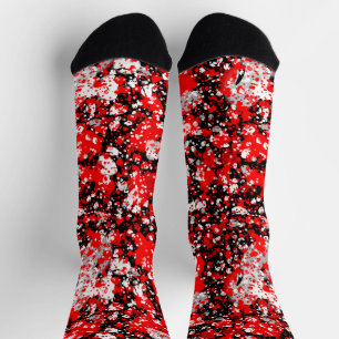 Zwart rood en wit abstract sokken