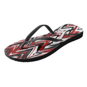 zwart rood en wit abstract teenslippers