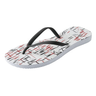 Zwart rood en wit abstract teenslippers