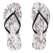 Zwart rood en wit abstract teenslippers (Voetbed)