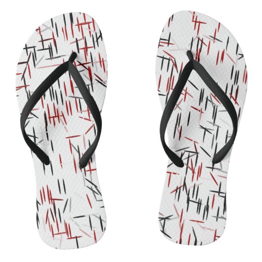 Zwart rood en wit abstract teenslippers (Voetbed)