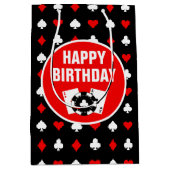 Zwart rood en wit casino-chips en -kaarten Gemidde Medium Cadeauzakje (Voorkant)