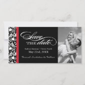 Zwart, rood en wit Damask sparen de Datum Save The Date (Voorkant)