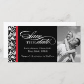 Zwart, rood en wit Damask sparen de Datum Save The Date (Voorkant / Achterkant)