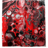 Zwart, rood en wit gekleurde, vloeiende kunstcelle douchegordijn (Voorkant)