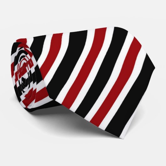 Zwart, rood en wit gestreept stropdas (Opgerold)