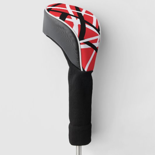 Zwart, rood en wit grafisch golfheadcover (Schuin)