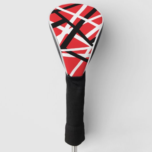 Zwart, rood en wit grafisch golfheadcover (Voorkant)