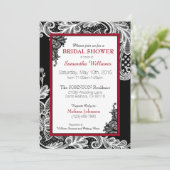 Zwart Rood en Wit Kant Vrijgezellenfeest Kaart (Staand voorkant)