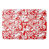 Zwart, rood en wit Marmered Abstract Badmat (Voorkant)