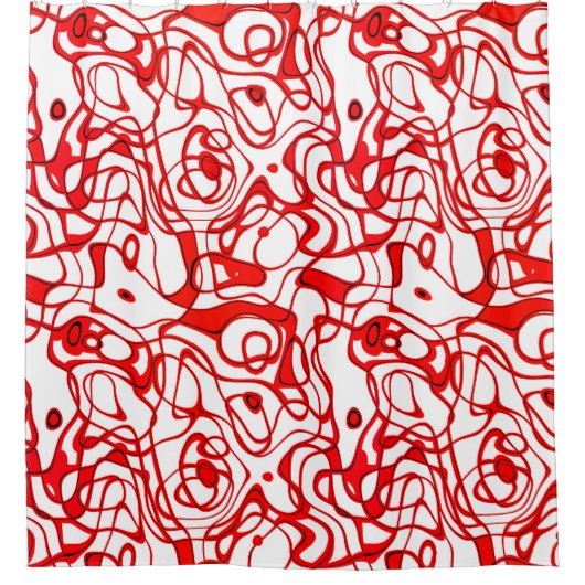 Zwart, rood en wit Marmered Abstract Douchegordijn (Voorkant)