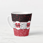 Zwart rood en wit muzieknoten latte mok (Linkerhoek)