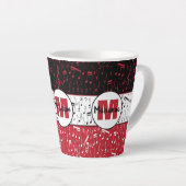 Zwart rood en wit muzieknoten latte mok (Rechterhoek)