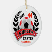 Zwart, Rood en Wit Personaliseer Voetbal ⚽ Keramisch Ornament (Rechts)