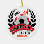 Zwart, Rood en Wit Personaliseer Voetbal ⚽ Keramisch Ornament (Voorkant)