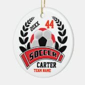 Zwart, Rood en Wit Personaliseer Voetbal ⚽ Keramisch Ornament (Links)