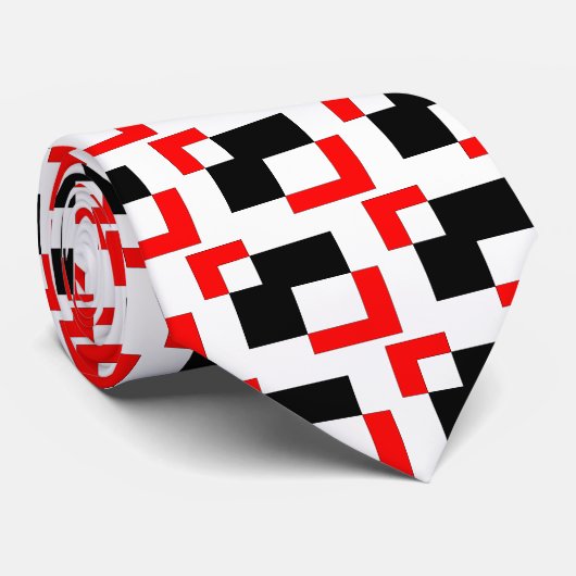 Zwart, rood en wit - Stropdas (Opgerold)