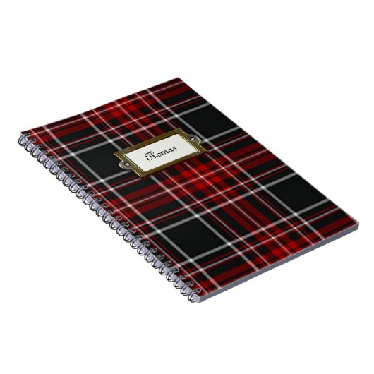 Zwart, rood en wit Tartan Notitieboek (Rechterzijde)