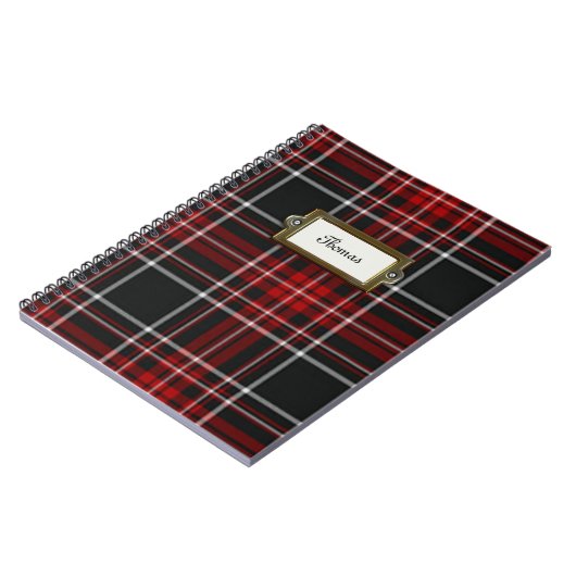 Zwart, rood en wit Tartan Notitieboek (Linkerzijde)