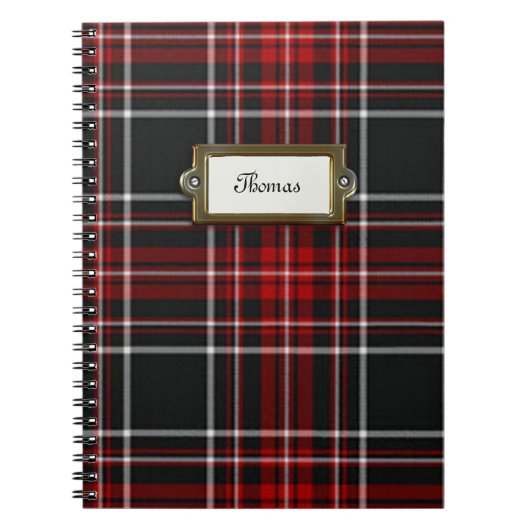 Zwart, rood en wit Tartan Notitieboek (Voorkant)