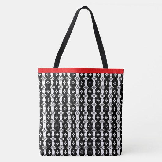 Zwart rood en wit tote bag (Voorkant)