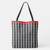 Zwart rood en wit tote bag (Achterkant)