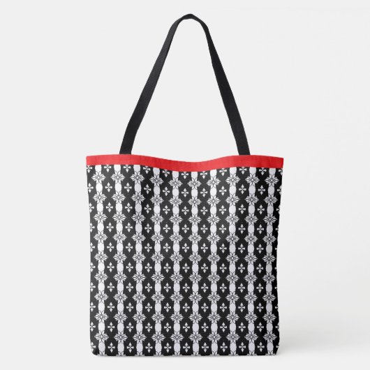 Zwart rood en wit tote bag (Achterkant)