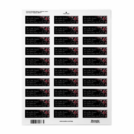 Zwart, rood en wit werveling retouradres Label (Full Sheet)