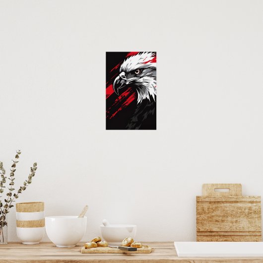 Zwart, Rood, en Witte Adelaar - Comic Style Poster (Keuken)