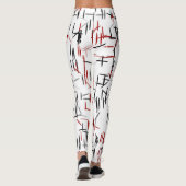 Zwart rood en witte lijnkunst leggings (Achterkant)