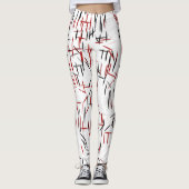 Zwart rood en witte lijnkunst leggings (Voorkant)