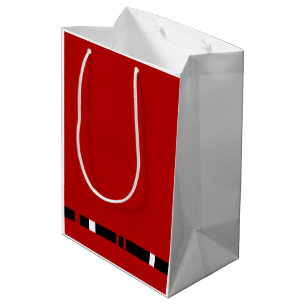 Zwart rood en witte strepen medium cadeauzakje