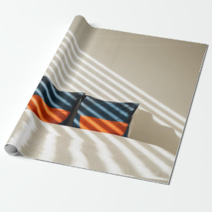 Zwart rood en witte vlekkeloos textiel op witte be cadeaupapier