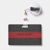 Zwart & Rood Faux leer Badge (Achterkant met uittrekbare clip)
