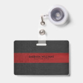 Zwart & Rood Faux leer Badge (Voorzijde met uittrekbare clip)