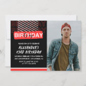 Zwart Rood Foto 23e verjaardag Uitnodigingen Manne (Voorkant)