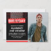 Zwart Rood Foto 32e verjaardag uitnodigingen Manne (Voorkant)