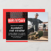 Zwart Rood Foto 52e verjaardag uitnodigingen Manne (Voorkant / Achterkant)