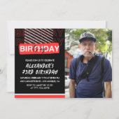 Zwart Rood Foto 73e verjaardag Uitnodigingen Manne (Voorkant)