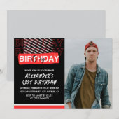 Zwart Rood Foto Mannen 41ste verjaardag Kaart (Voorkant / Achterkant)