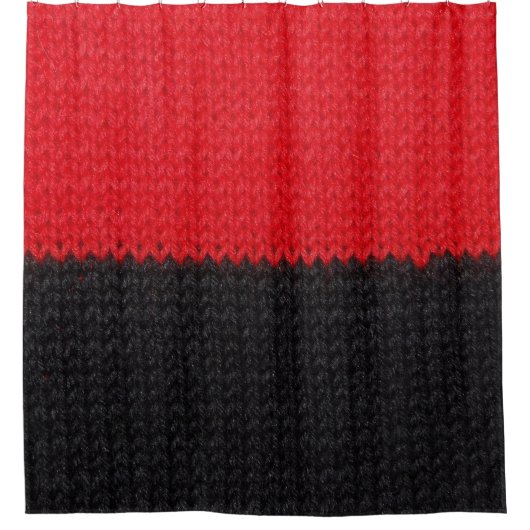 Zwart-rood gebreid: gestreepte close-up. douchegordijn (Voorkant)