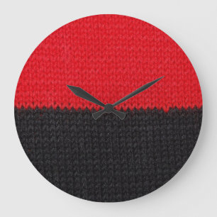 Zwart-rood gebreid: gestreepte close-up. grote klok