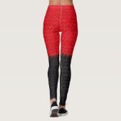 Zwart-rood gebreid: gestreepte close-up. leggings (Achterkant)