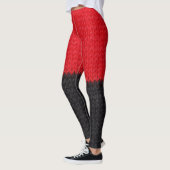 Zwart-rood gebreid: gestreepte close-up. leggings (Links)