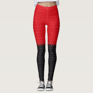 Zwart-rood gebreid: gestreepte close-up. leggings